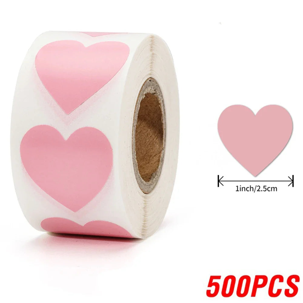 100-500pcs 1inch Red Heart Stickers for Valentine's Day New Baking Packaging Sticker Envelope Seals Love Decorative Stickers (ONLINE ORDER ONLY)