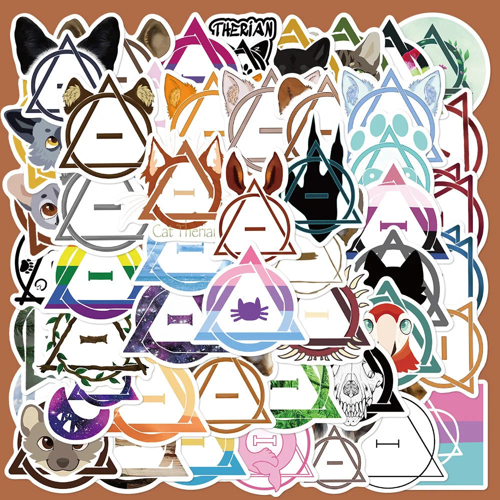 50pcs Cartoon Therian Graffiti Stickers for Helmet, Wall, DIY Decoration (ONLINE ORDER ONLY)