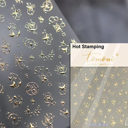 Butterfly Rose Laser Jelly Hot Stamping Lace Letter Flower Love Heart Bowknot 5D Self Adhesive Nail Art Stickers Manicure Decals (ONLINE ORDER ONLY)