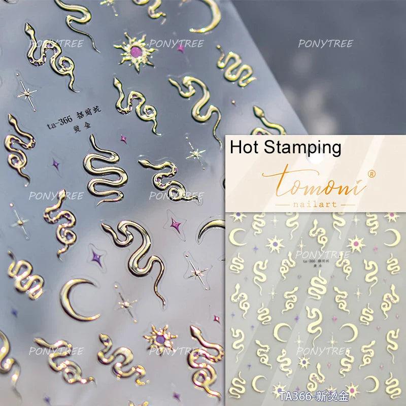 Snake Rose  Flower Chinese Knot Calabash Gourd Peony Good Fortune Self Adhesive Nail Art Stickers Manicure Decals Nail Supplies (ONLINE ORDER ONLY)