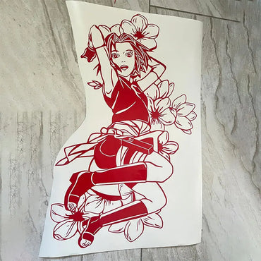Anime Large Pattern Car Sticker Japanese Anime Cherry Blossom Decoration Window Side Auto Parts Girl Vinyl Decals (ONLINE ORDER ONLY)