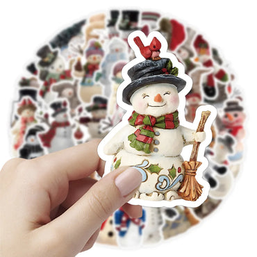 10/30/50PCS Cute Snowman Stickers Christmas Decoration Gift DIY Notebook Laptop Phone Bike Fridge Waterproof Cartoon Decals Toys (Online Order Only)