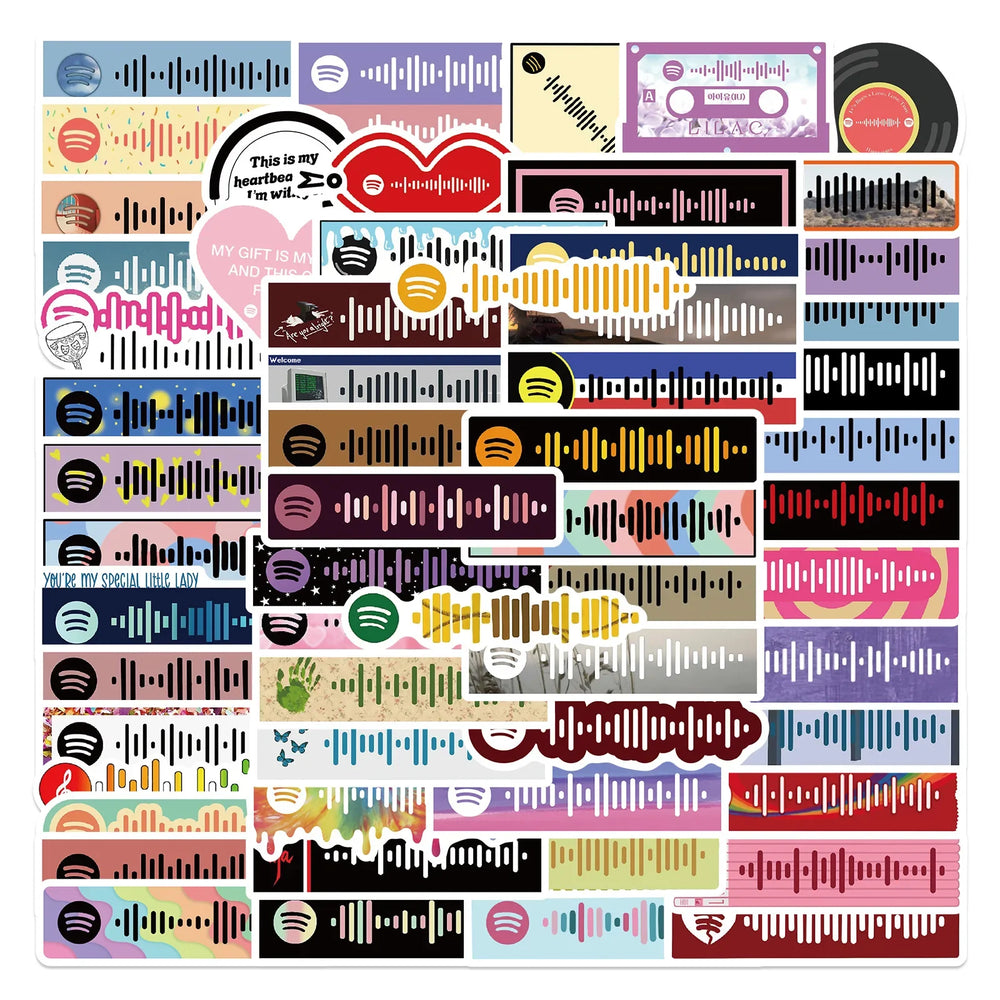 68pcs Creative Music Symbol Graffiti Stickers for Helmet, Wall, DIY Decoration (Online Order Only)