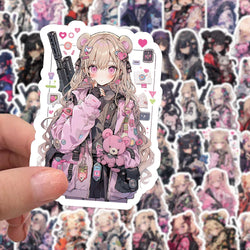 10/30/60PCS ACGN Girl Cartoon Stickers Cute Girl Sticker Cool Enlisted Woman Decals Luggage Laptop Car Bike Skateboard Kids Toy (ONLINE ORDER ONLY)