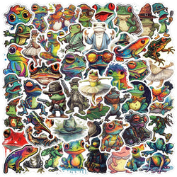 50pcs Psychedelic Frog Stickers For Guitar Laptop Helmet Scrapbook Suitcase Stationery Phone Vintage Sticker Craft Supplies (ONLINE ORDER ONLY)