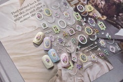 Retro European Flower Frame Gypsophila Bouquet Garden Charming Tulip Lavender Daisy Delicate Nail Art Stickers Manicure Decals (ONLINE ORDER ONLY)