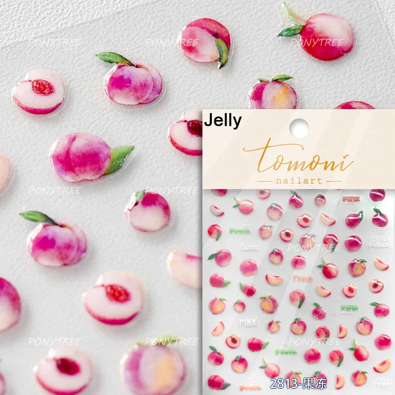 Fig Guava Pitaya Honey Peach Oranges Watermelon Strawberry Apple Pineapple Fruit Nail Art Decoration Stickers Manicure Decals (ONLINE ORDER ONLY)