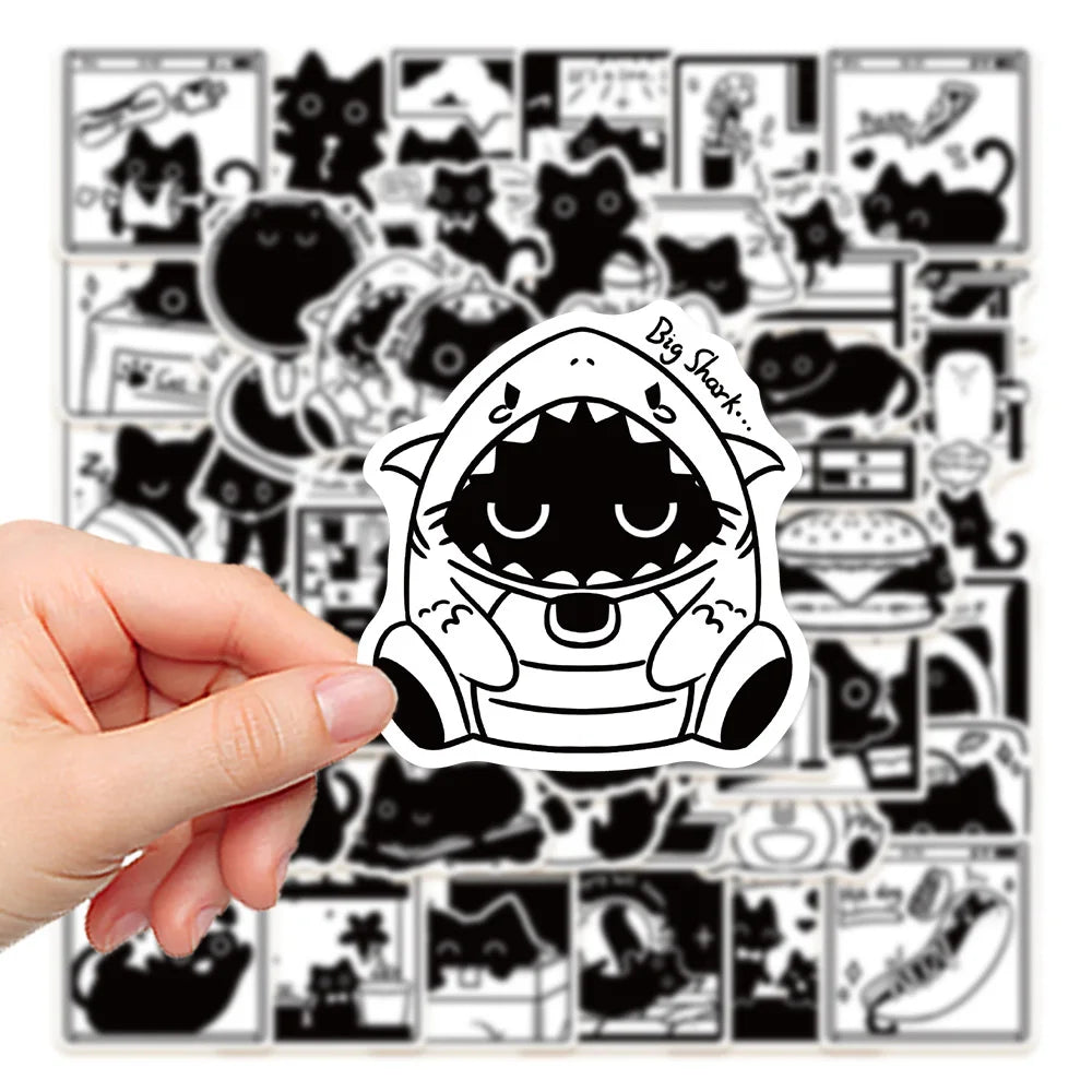 Black Cat Stickers for Phone Laptop Luggage Skateboard - 10/30/50PCS (ONLINE ORDER ONLY)