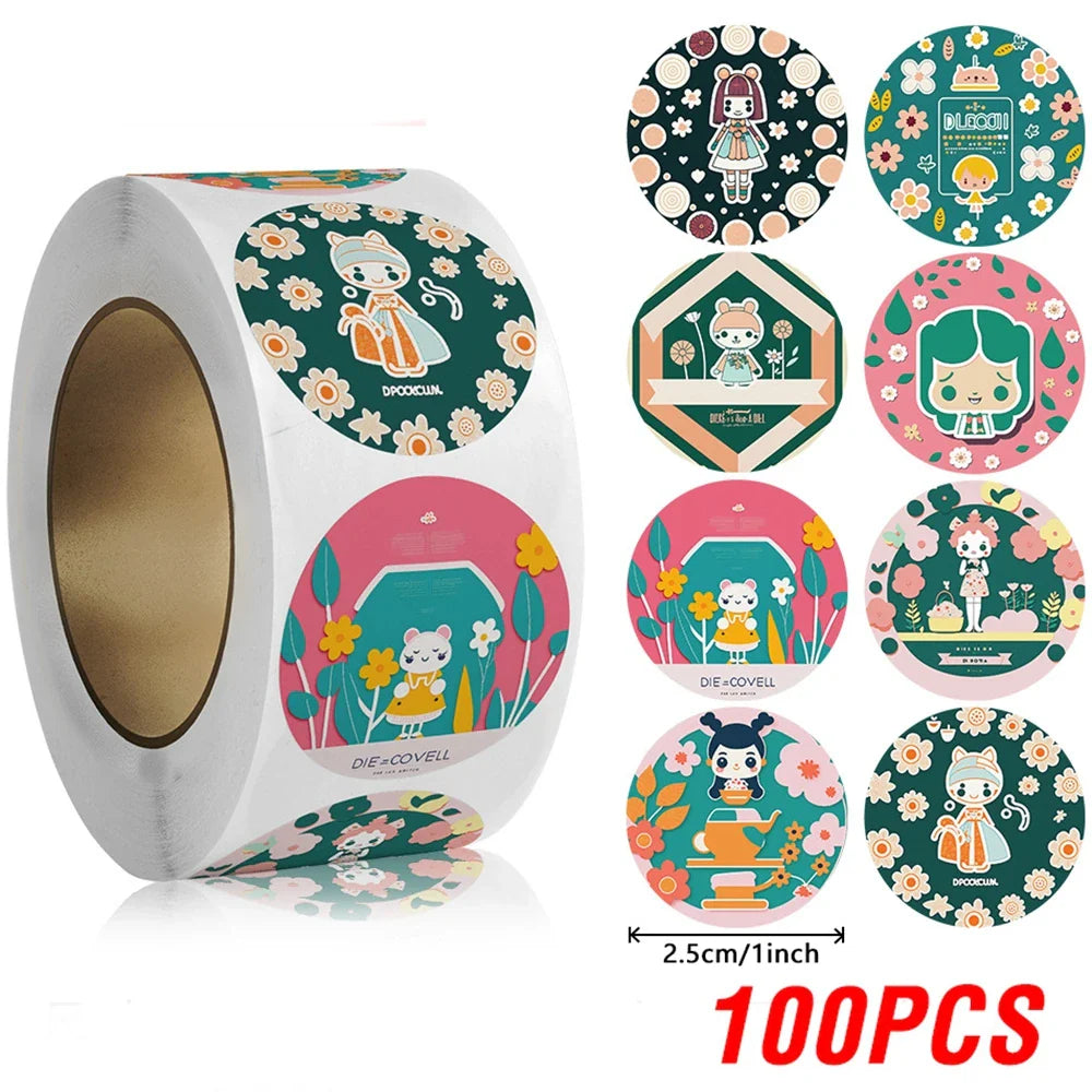 100-500pcs Cute Reward Sticker 1inch Cartoon Animal Stickers For Kids Gift Decor Envelope Sealing Labels Stationery Stickers (ONLINE ORDER ONLY)