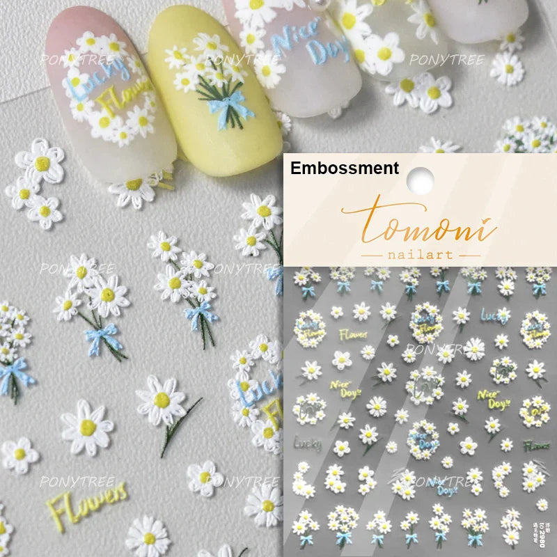Retro Mini Flower Vintage Leaves Hot Stamping Petal Daisy Delicate Chic Self Adhesive Nail Art Stickers Manicure Decal Wholesale (ONLINE ORDER ONLY)