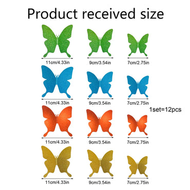 12 Multicolor Butterfly Wall Stickers for Home and Wedding Decor (ONLINE ORDER ONLY)