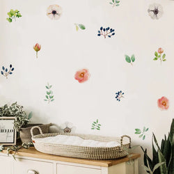 Watercolor Boho Flowers Leaves Wall Stickers Nursery Room Decor Removable Vinyl Decal (Online Order Only)