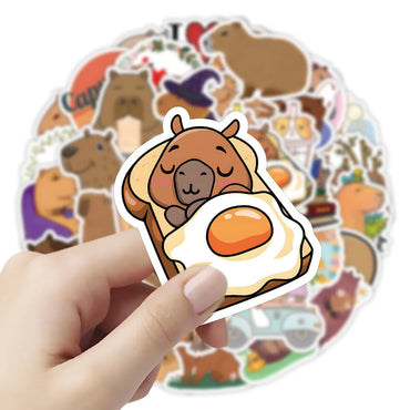 10/30/55PCS Cute Capybara Animals Stickers Cartoon Decals Toys DIY Scrapbook Laptop Luggage Phone Guitar Bike Kids Sticker Toys (ONLINE ORDER ONLY)