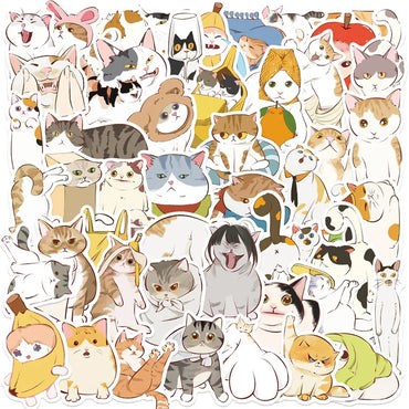 10/30/50PCS Kawaii Distortion Cat PVC Sticker Aesthetic Colored DIY Decoration Scrapbooking Hand Accounting Supplies for Kids (ONLINE ORDER ONLY)