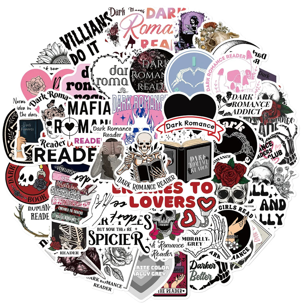 50PCS Dark Romance Scrapbook Stickers DIY Diary Laptop Luggage Skateboard Graffiti Decal Fun Stylish Classic Toys (Online Order Only)