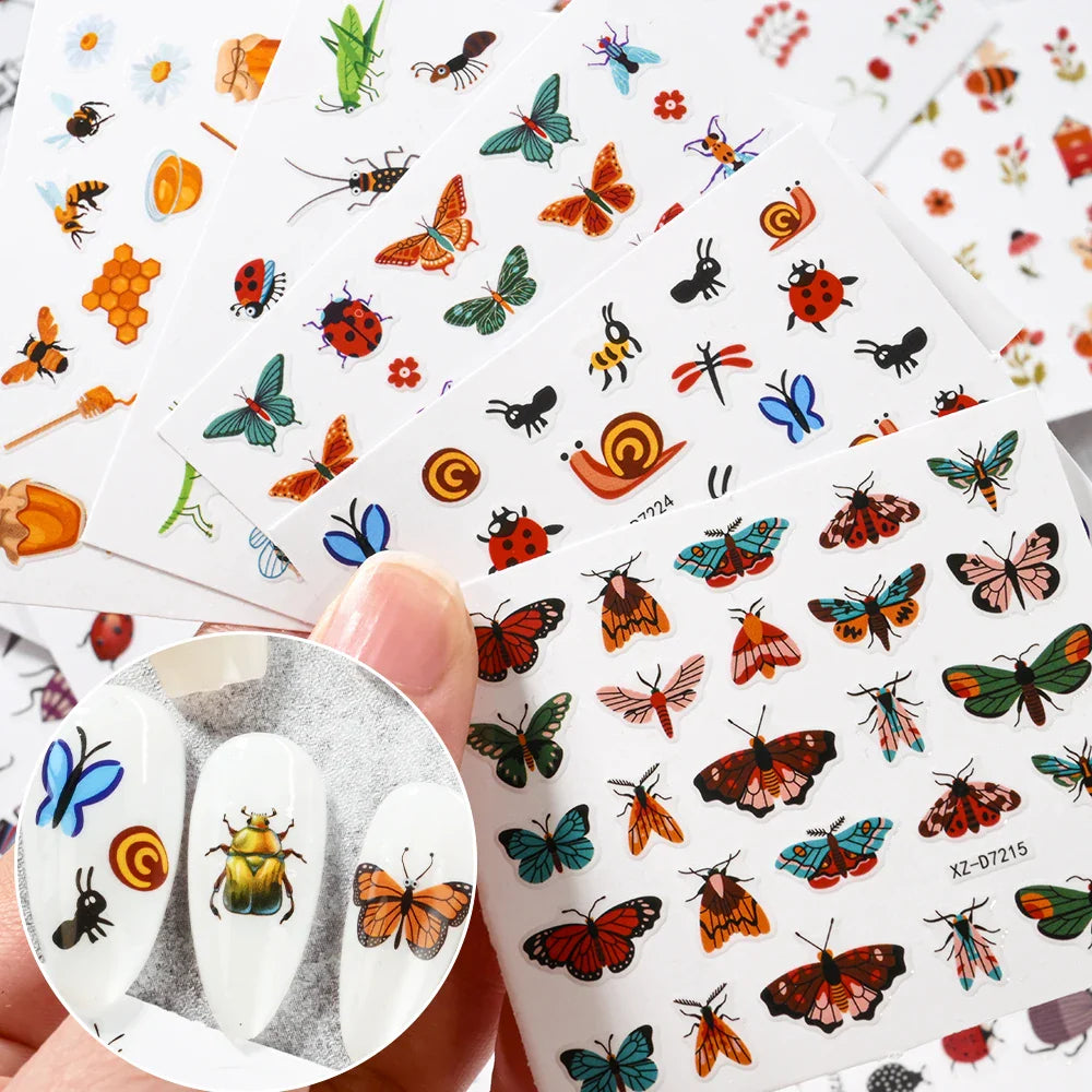 30pcs/Set Y2K 3D Cute Insect Nail Stickers Chic Dragonfly Spider Insect Butterfly Design Sliders Ladybug Beetle Manicure Decals* (Online Order Only)