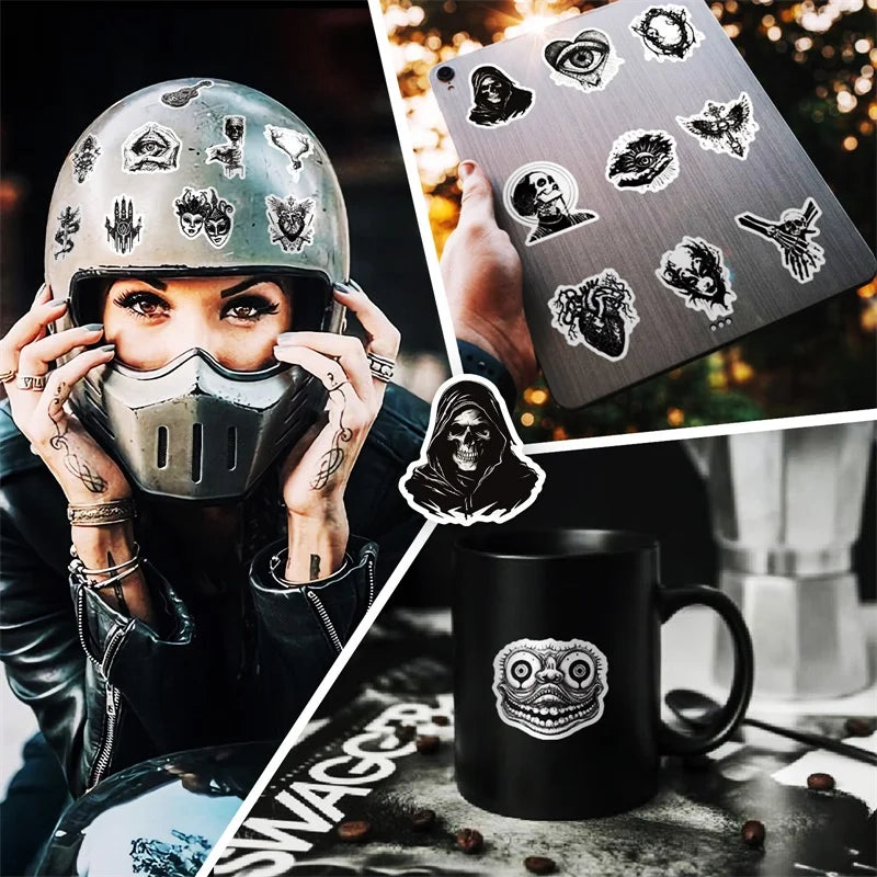 10/30/50PCS Kawaii Exaggerated Gothic Sticky PVC Sticker Aesthetic DIY Decoration Scrapbooking Hand Accounting Supplies for Kids (ONLINE ORDER ONLY)