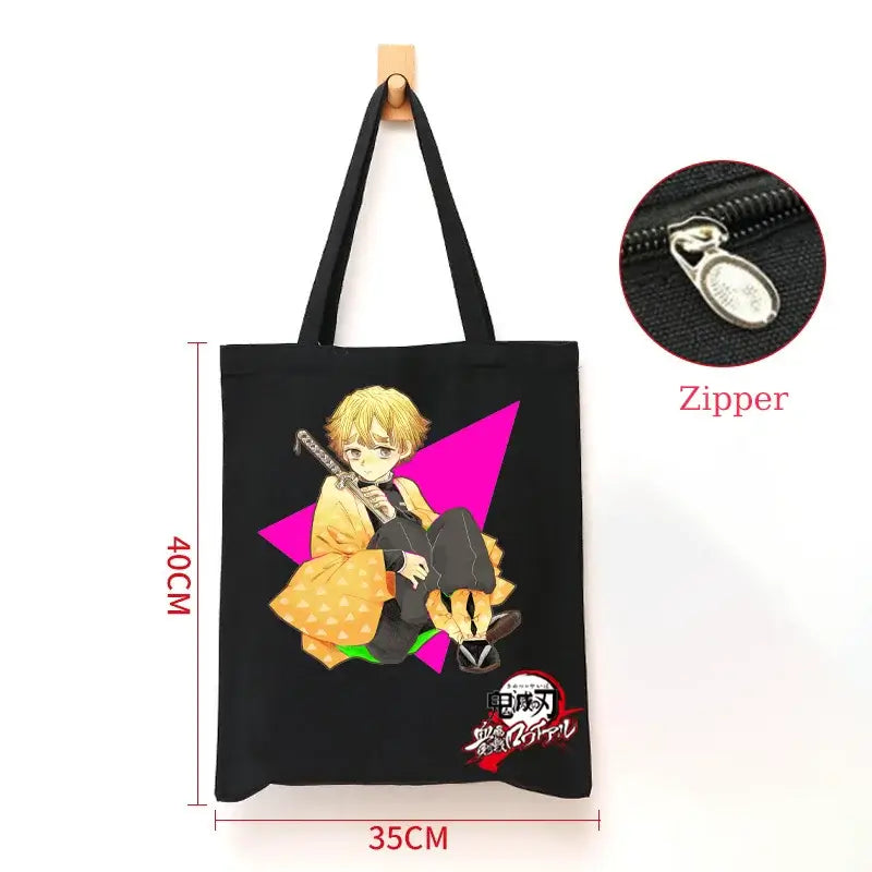 Demon Slayer Canvas Bag: Nezuko & Tanjiro Zipper Tote (ONLINE ORDER ONLY)