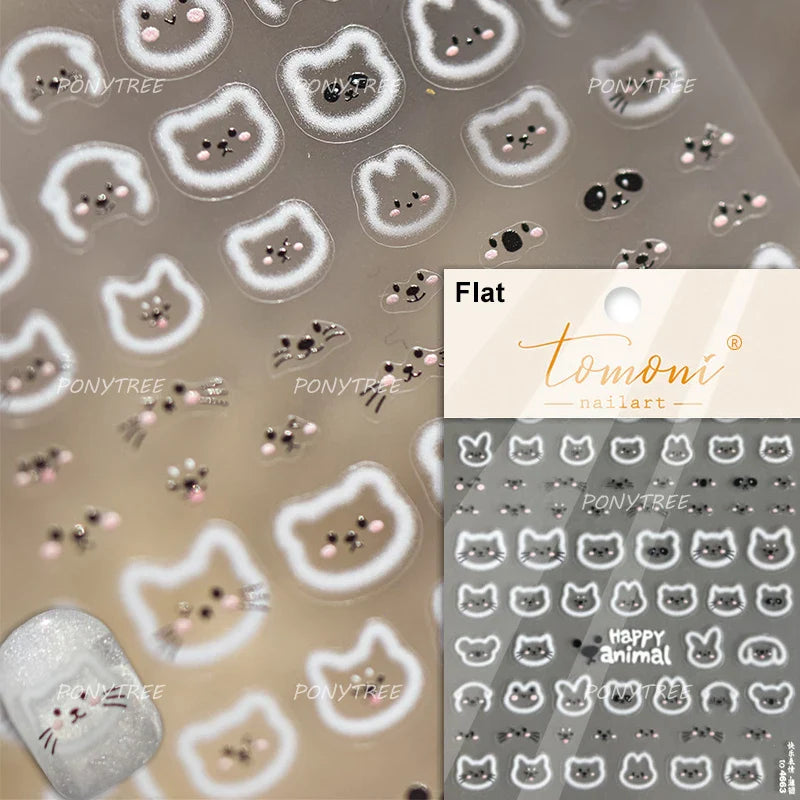 Rabbit Bunny Moon Flower Lantern Peach Blossom Star Bowknot Self Adhesive Nail Art Stickers Rhinestone Delicate Manicure Decals (ONLINE ORDER ONLY)