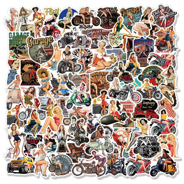 10/30/50/100pcs Motorcycle Sexy Girls Stickers Vintage Cartoon Adult Decals Phone Case Skateboard Laptop Graffiti Sticker Decor (ONLINE ORDER ONLY)