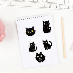 10/30/50PCS Kawaii Black Cat PVC Sticker Aesthetic Children's Decoration Scrapbooking for Kids Korean Stationery School Supplies (ONLINE ORDER ONLY)