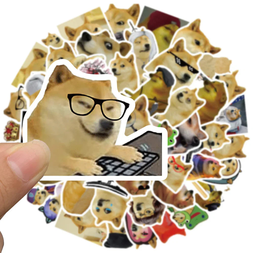 50pcs Funny Spoof Dogs Meme Sticker For Laptop Water Bottle Phone Kids Toy Waterproof Graffiti Bicycle Car Decals (ONLINE ORDER ONLY)