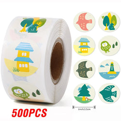 100-500pcs 1inch Cute Cartoon Stickers Round Reward Sticker Adhesive Labels for Classic School Teacher Kids Toy Sealing Lables (ONLINE ORDER ONLY)