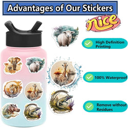 50PCS Cute Zoo Wild Animals Cartoon Stickers for Kids Toy DIY Luggage Laptop Guitar Skateboard Phone Case Bike Car Sticker (ONLINE ORDER ONLY)