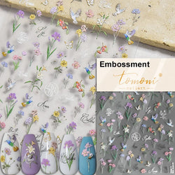 Hummingbird Iris Butterfly Peony Rose Tulip Daisy Lily Flowers Morning Glory Pearl Rhinestones Nail Art Sticker Decoration Decal (ONLINE ORDER ONLY)