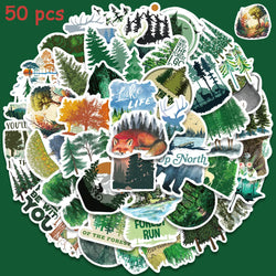 50pcs Outdoor Forest Trees Stickers Vinyl Waterproof For Laptop Guitar Luggage Bike Notebook Scrapbook Stickers Decals (ONLINE ORDER ONLY)