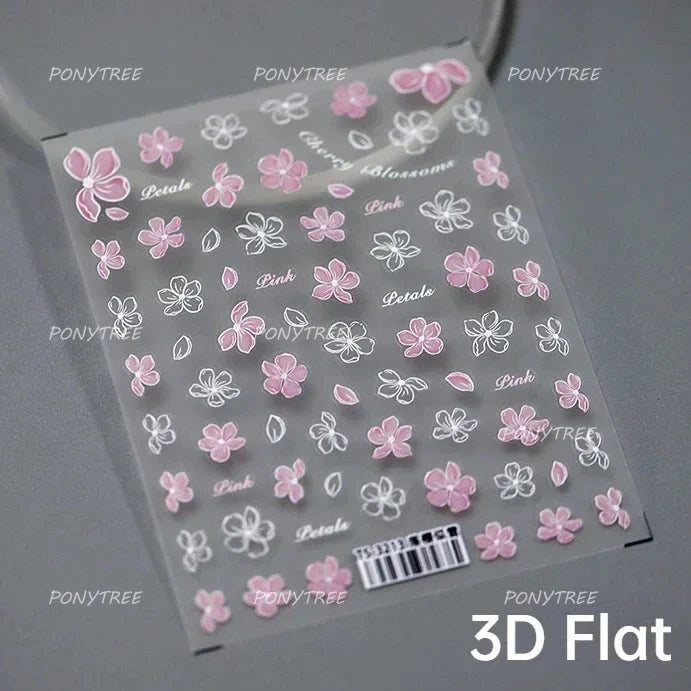 Chic Begonia Flower Miss-grass Pink Gradient Cherry-apple Tree Leaves Peach Blossom Adhesive Nail Art Spring Nail Stickers Decal (ONLINE ORDER ONLY)