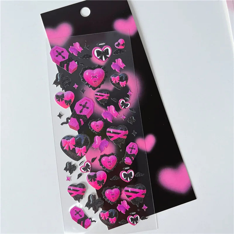 Asia Sweet Style 3D Love Heart Stickers Hand Account Idol Card DIY Material Decorative Sticker Personalized Kawaii Stationery (ONLINE ORDER ONLY)