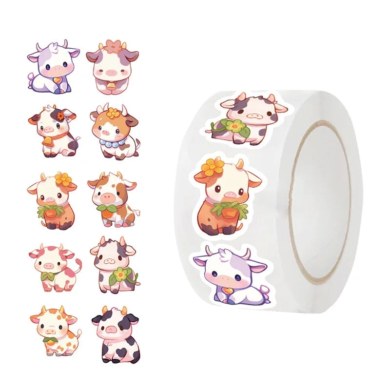 500PCS Kawaii Calf Sticky Paper Labels Thank You Sticker Sealing DIY Decoration Scrapbooking Stationery Hand Accounting Supplies (ONLINE ORDER ONLY)