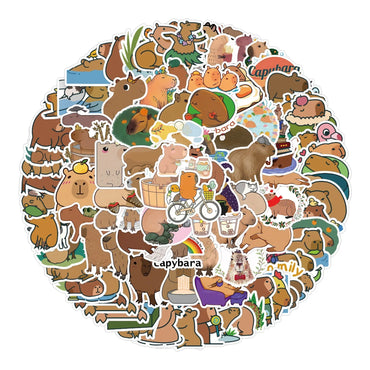 65pcs Kapibara Cartoon Stickers for Luggage, Water Bottles, Phones, Laptops, Cars, Scooters, Refrigerators (ONLINE ORDER ONLY)