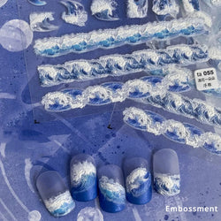 Summer Beach Ocean Water Ripples Flash Star Shell Starfish Conch Seasnail Soft Relief Decoration Nail Art Sticker Manicure Decal (ONLINE ORDER ONLY)