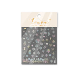 Winter Dreamy Hot Stamping Romantic White Pink Snowflakes Hexagon 3D Self Adhesive Nail Art Stickers Christmas Manicure Decals (ONLINE ORDER ONLY)