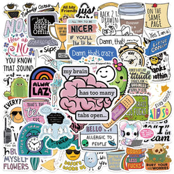 50pcs Funny Cartoon Sarcastic Stickers For Luggage Laptop Guitar Phone Skateboard Waterproof Graffiti Vinyl Bicycle Car Decals (ONLINE ORDER ONLY)