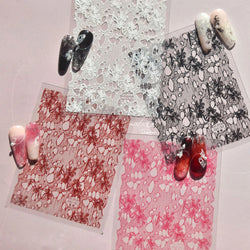 Lace Bowknot Hollow Out Fabric Art Fragmentation Sensation Petal Embossed Hottie Adhesive Nail Art Sticker Chic Manicure Decals (ONLINE ORDER ONLY)