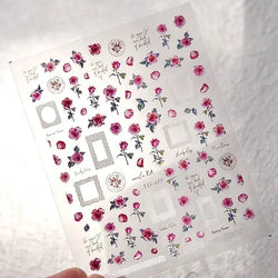 Red Plum Blossom Flower Chinese 3D Self Adhesive Nail Art Decoration Stickers Cheongsam Iris Lily Lotus Vase 5D Manicure Decals (ONLINE ORDER ONLY)
