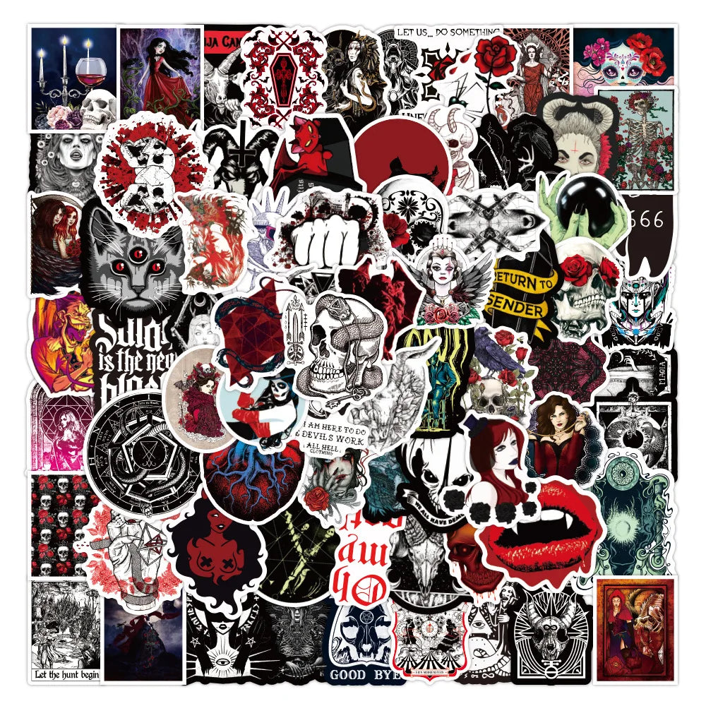 Gothic Horror Graffiti Stickers: 10/50/100pcs for Skateboard, Helmet, Laptop (ONLINE ORDER ONLY)