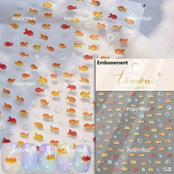 Hot Stamping Laser Shell Conch Starfish Pearl Whale Coral Dolphin Summer Beach Sea Wave Jellyfish Bubble Nail Art Stickers Decal (ONLINE ORDER ONLY)