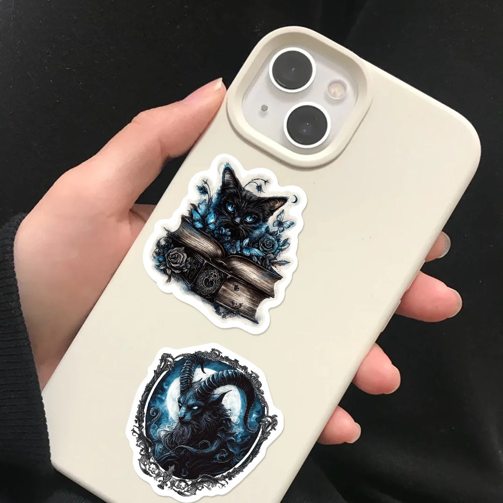 50Pcs Gothic Wizard Skeleton Stickers For Phone Case Book Decoration DIY Gifts Cute Animal Pattern Waterproof Vinyl Decals (ONLINE ORDER ONLY)
