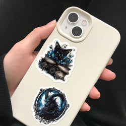 50Pcs Gothic Wizard Skeleton Stickers For Phone Case Book Decoration DIY Gifts Cute Animal Pattern Waterproof Vinyl Decals (ONLINE ORDER ONLY)