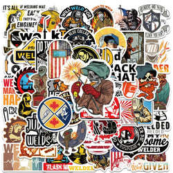 50PCS Welding Worker Cartoon Stickers Waterproof Decals for Luggage, Skateboard, Car (Online Order Only)