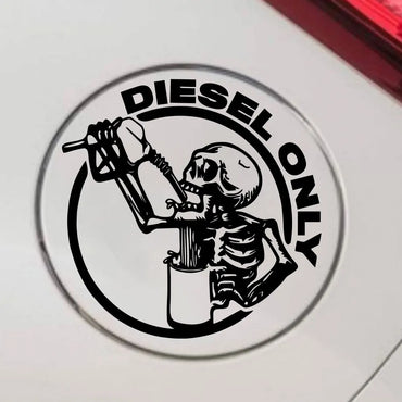 Diesel Only Skull for Car Sticker Decoration Fuel Tank Cap Roundness Outdoor Sticker External Accessories Waterproof Vinyl Decal (ONLINE ORDER ONLY)
