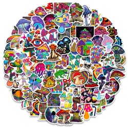50/100PCS Psychedelic Mushroom Graffiti Stickers for Laptop Motorcycle Skateboard Art Fantasy Aesthetics Decals Waterproof Decor (ONLINE ORDER ONLY)