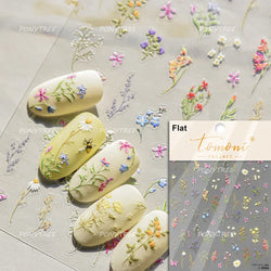 Pink Cherry Blossoms Peach Flower Petal Green Leaf Greenery 5D Embossed Relief Self Adhesive Nail Art Sticker 3D Manicure Decals (ONLINE ORDER ONLY)