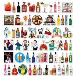 50/67pcs Alcohol Wine Bottle Vintage Beer Stickers for Ipad Scrapbooking Material Adesivos Journal Sticker Scrapbooking Supplies (ONLINE ORDER ONLY)