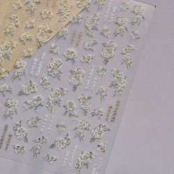 Camellia Tea After Rain Fragrant Flower Paint in Gold White Antique Chinese Characters Adhesive Nail Art Stickers Manicure Decal (ONLINE ORDER ONLY)