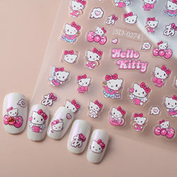 1pc 5D Pink/Black Hello Kitty Nail Art Stickers Anime Cartoon Japanese Cartoon KT Cat Manicure Decal Luxury DIY Nail Accessories (ONLINE ORDER ONLY)